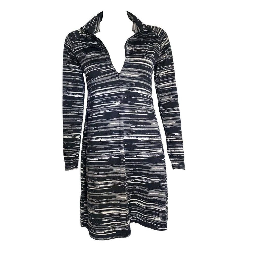 Soybu Dress Womens Size S Small Black Gray Long Sleeve Collared Zip Front‎